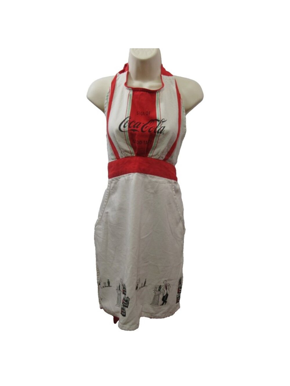 Coca-Cola Apron Pockets The Linen Press Red Advertising Ladies Logo Vintage Look